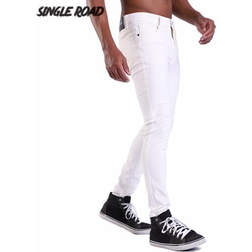 SingleRoad White Jeans Men 2019 Biker Mens Supper Skinny Jeans Streetwear Stretch Denim Pants Man Slim Fit Brand Jeans Male