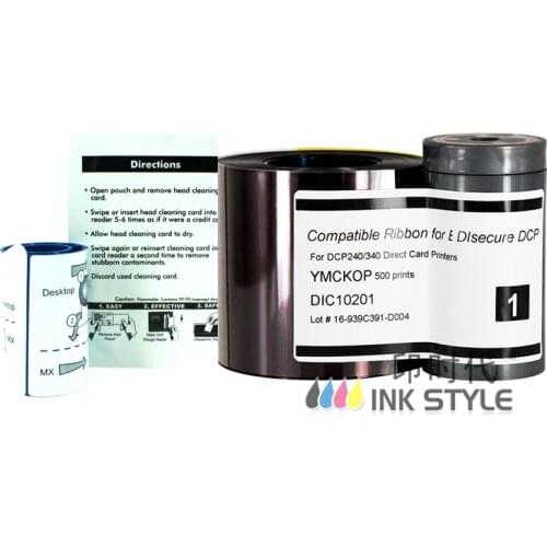 Generic DIC10201 YMCKOP Ful Color Ribbon 500images for use in Matica Edisecure DCP340 DCP240 Printer