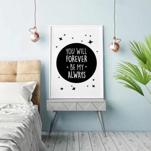 Nursery Canvas Painting Poster You Will Forever Be My Always Quote Art Print For Kids Room / Nursery Wall Decoration