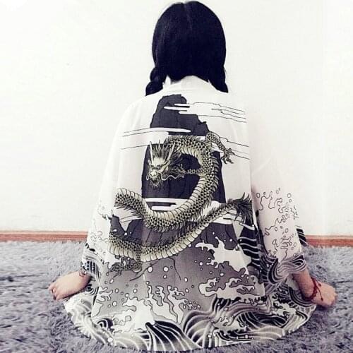 Kimono cardigan japanese japan beach kimono shirt femme traditional 2020 japanese kimono traditional robe ladies dragon