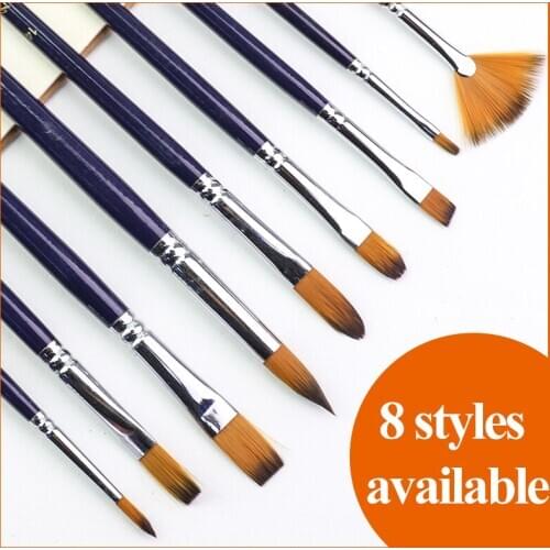 Giorgione Purple Rod Nylon Brush Pointed/Flat/Round/Oblique Head 6/8/10pcs Variety Style Watercolor/Gouache/Acrylic Paint Brush