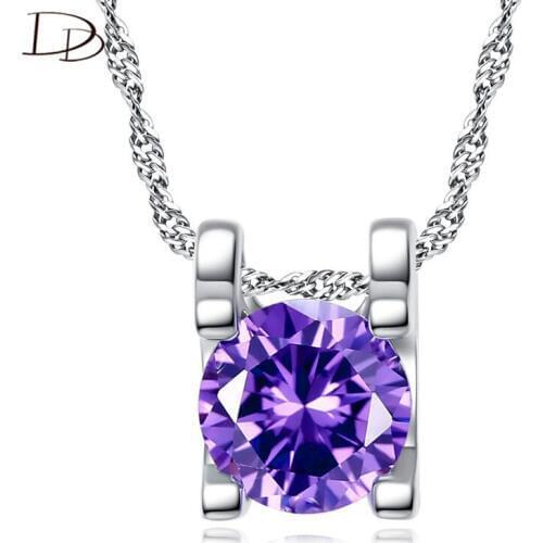 DODO 8mm Round Mystery Purple AAA Zircon Choker Necklace For Women White Gold Color Jewelry Water-wave Chain Kolye Gifts N23