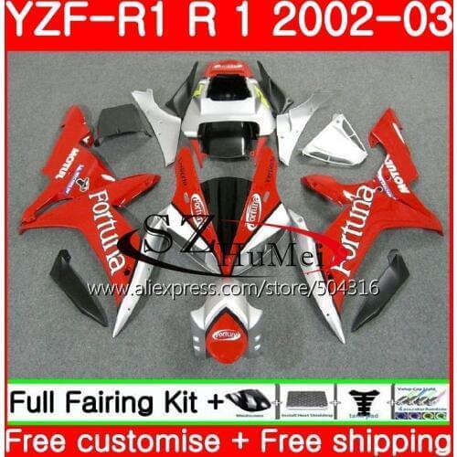 Body silver red For YAMAHA YZF 1000 YZFR1 02 03 YZF-1000 Bodywork 73SH8 YZF R 1 YZF R1 02 03 YZF1000 YZF-R1 2002 2003 Fairing