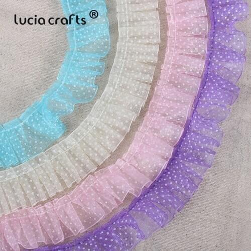Lucia Crafts 5y/8y Lace Trim Fold Ribbons Fabrics Handmade Patchwork For Dress Garment Accessories R0406