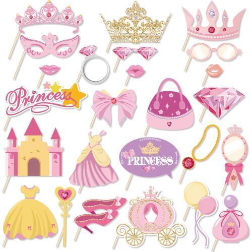 Sweet Princess Party Photobooth Props Castle DIY Party Decorations Girls Birthday Party Photobooth Baby Shower Party Favors