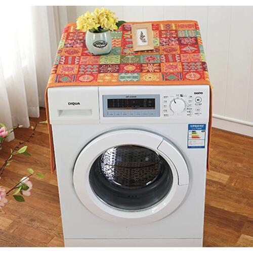 SRYSJS Simple Cotton and linen Multi-function cover Fridge Dust Cover With Storage Bag Washing Machine Top Covers