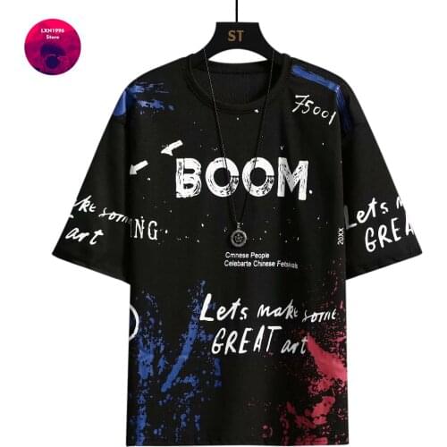 2021 Summer Mens T Shirts Korean Fashion Streetwear Tops Tees Men Casual Harajuku Men Clothing Half Sleeve Graphic T Shirts Men