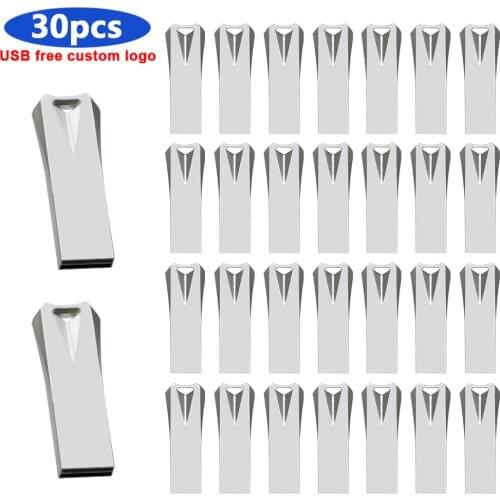 Top quality 30pcs free logo usb 2.0 flash drive metal waterproof pen drive 4GB 8GB 16GB 32GB 64GB U Disk pendrive rectangle USB