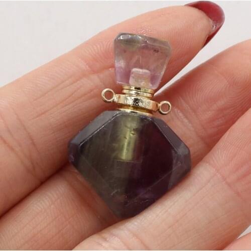 Natural Stone Perfume Bottle Pendant Exquisite Section Fluorite For Jewelry Making Charms DIY Necklace Accessory