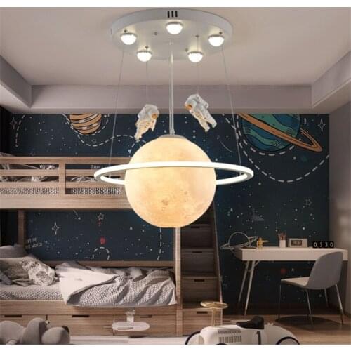 Nordic Astronaut Planet Ceiling Lights Childrens Room Boy Room Cartoon Decor Lighting Furniture Bedroom Creative Ceiling Lamps