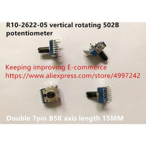Original new 100% R10-2622-05 vertical rotating potentiometer double 7pin B5K axis length 15MM (SWITCH)