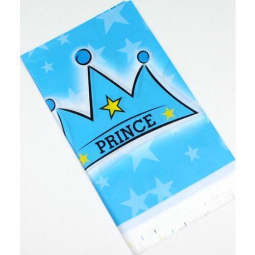 Hot Blue Prince imperial crown Plastic disposable Tablecloth for Cartoon kid happy birthday party plastic tablecover decoration