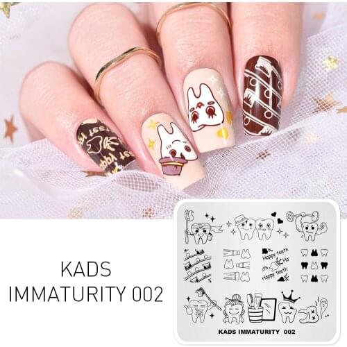 Rolabling New Arrival IMMATURITY Cute Teeth Nail Stamping Plates Nail Decoration Stamp Plate Nail Art Stamping Template