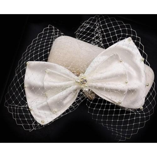 White Net Yarn Bowknot Hairpin Headdress Bride Wedding Jewelry Modeling Accessories