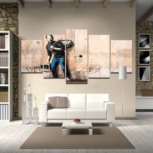 Modern Waterproof Ink Printing Poster Man Backpack Nordic Hd Canvas Painting Art Poster Home Decor 5 Piece Set Frameless Mural