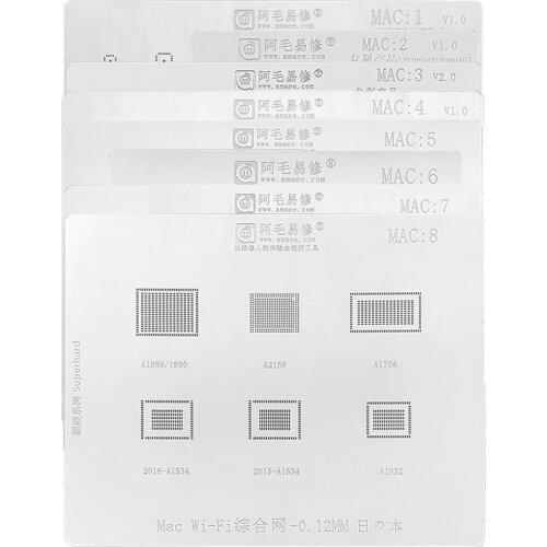 Amaoe BGA reballing Stencil Template for Mac Macbook WIFI/Power/CPU PRO A2159 T2 CD3217 338S00466-A0 339S00616 Air/Pro SSD SR23G