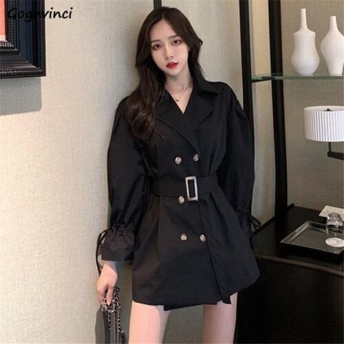 Trench Women Notched Slim Fashion Casual Long Coats OL Streetwear Harajuku Retro Chic Korean Style All-match Ulzzang Vintage