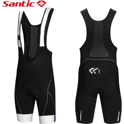Santic Mens Cycling Bib Shorts 4D Padded Compression MTB Road Bike Tights Reflective Breathable Mesh Absorbent Bicycle Pants