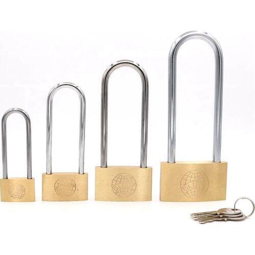 High Quality Brass Padlock Long Lock Beam One Key Unlock Many Locks Anti-theft Door Cabinet Padlock 30mm/40mm/50mm/60mm