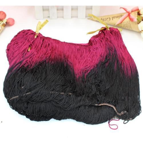 YACKALASI 5 YDS/Lot Dip dye ormbre Royon Fringe tassel Winered Black 25cm long