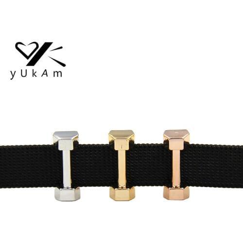 YUKAM Jewelry Sliders Silver Color Weight Gym Fitness Dumbbell Barbell Slide Charms Keeper for Mesh Bracelets Accessories Making
