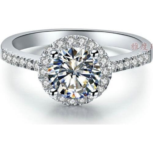 0.5 Carat White Gold 18K Hole Style Astounding Simulate Diamond Women Wedding Ring Statement Weddging Fine Gold Jewelry