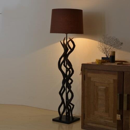 Zq Wooden Tea Table Large Floor Lamp Southeast Asia Tea Room Restaurant Stand Lamp