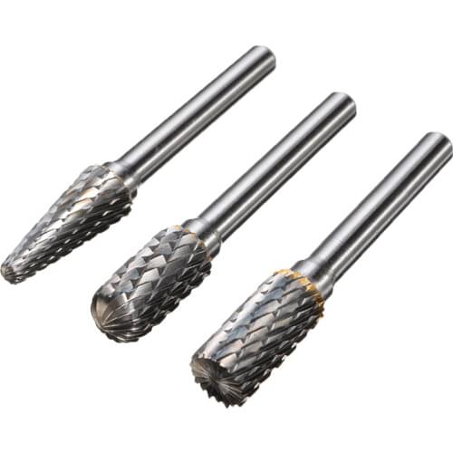 1Pcs 6mm Shank Tungsten Carbide Rotary Burrs Cutting Die Grinder Bit 1/4" Grinder Carving Cutter Bit Woodworking Rotary Tools