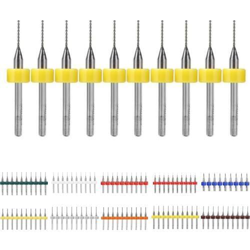 10pcs 0.1mm to 1mm PCB mini Drill Bits Kit Carbide Tungsten Steel Drill Bit Set For Print Circuit Board CNC Drilling Bit Machine