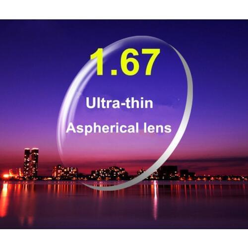 1.67 Index High Definition Resin Aspherical Lenses Prescription Myopia Eyeglasses Radiation Resistance 2 PCS For A Pair