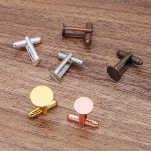 200pcs 6 8 10 12 15mm Flat Glue Pad Bezel Cufflink Blank Cabochon Base Cufflink Settings French Cufflinks Shirt Accessories