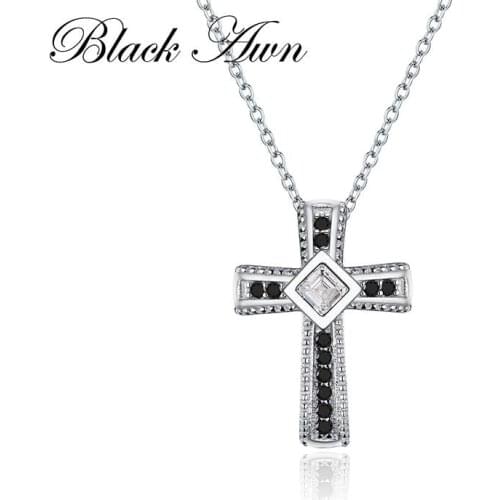2021 New Cross Necklace 925 Sterling Silver Fine Cross Jewelry Trendy Engagement Necklaces for Women Wedding Pendants P106