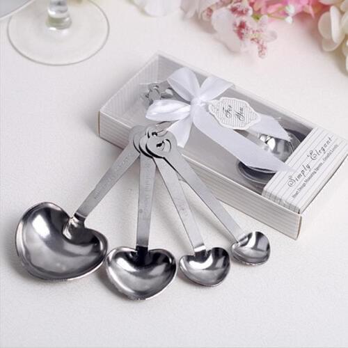 4 in1 Heart Measuring Spoons with gift box 10set wedding Business birthday Christmas party Honeymoon baby show supplies gift