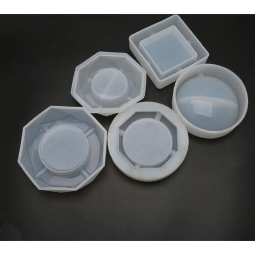 5 Shapes Ashtray Resin Silicone Mold Square Heart Round Rhombus Shape Ashtray Resin Casting Molds Kit Resin Ashtray Mold