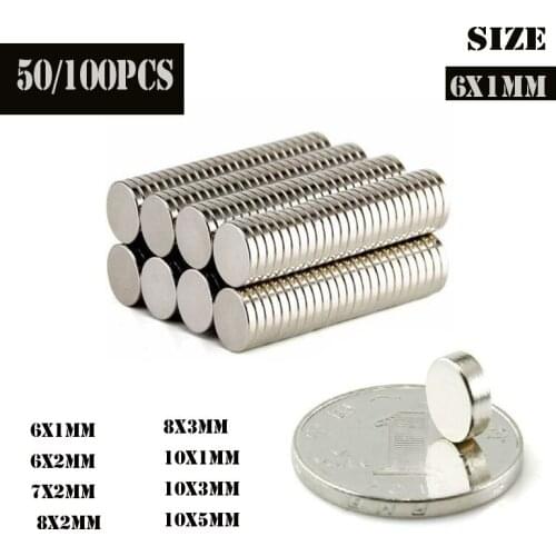 50/100pcs 6X1 6X2 7X2 8X2 8X3 10X110X3 10X5mm Magnet Hot Small Round Magnet Strong magnets Rare Earth Neodymium Magnet
