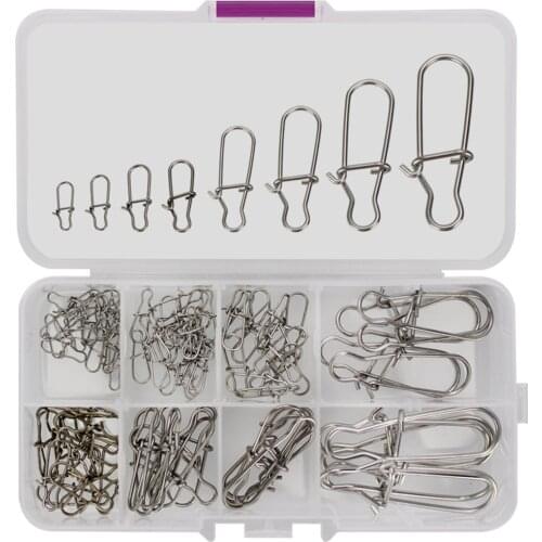 50/100Pcs Stainless Steel 0#-8# Mix Fishing Connector Fast Clip Lock Snap Swivel Solid Rings Safety Snaps Fishing Hook Tool Snap