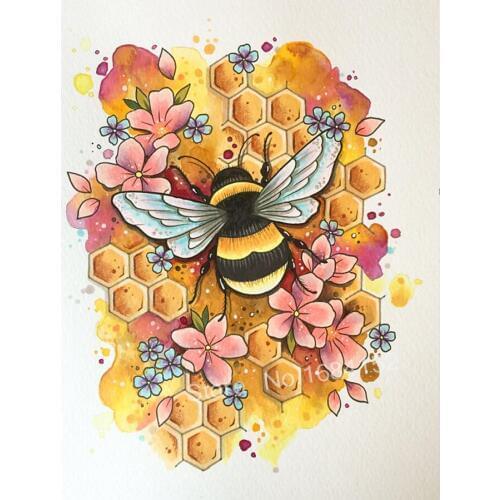 5d diamond painting Bee flowers full drill DIY Diamond Embroidery Cross Stitch diamond Mosaic picture of Rhinestone mothers day
