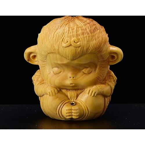 7cm Zen Incense Sun Wukong Wood Statue Solid Wood Tea Art