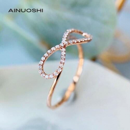 AINUOSHI 18K Gold Round Cut Real Natural Diamond Engagement for Women Eternal Wedding Anniversary Ring Fine Jewelry