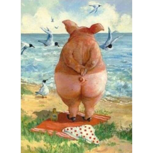 DIY 5D Square Diamond Mosaic Diamond Painting Cross Stitch Cartoon Pet Pig Kit Diamond Embroidery Round Drill Home Decoration