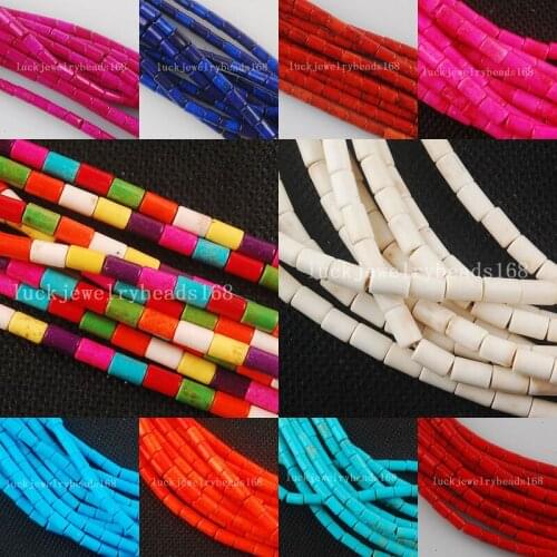 Free Shipping Fashion Jewelry 4x6mm Brown Howlite Column Loose Beads 1strand 15.5" WFH176