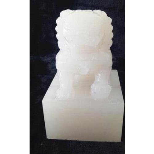 Free shipping Natural Afghan Jade Lion Seal Lucky Town House Lee Official Yun Yu Xiong Shi Bai Decoration Business Gift