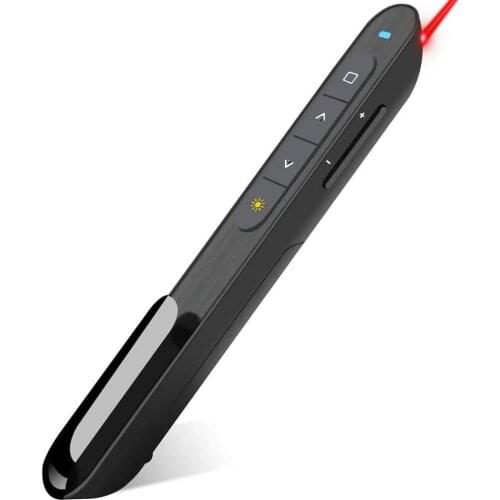 2.4GHz Wireless USB Presentation Clicker for Powerpoint Presentation Support Hyperlink and Volume Control Red Laser for Pointer