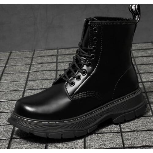 Couple Martin boots high-top summer breathable leather British style black tooling mid-top boots retro trendy casual leather sho