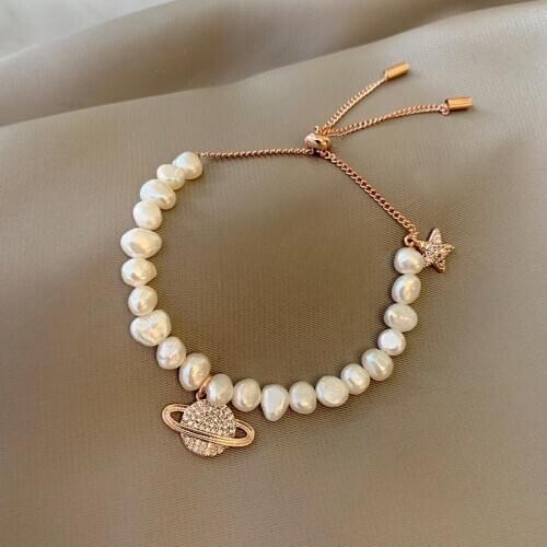 Freshwater Pearl Bracelet for Women Shining Star Pendant Light Luxury Student Jewelry Accessories Wholesale