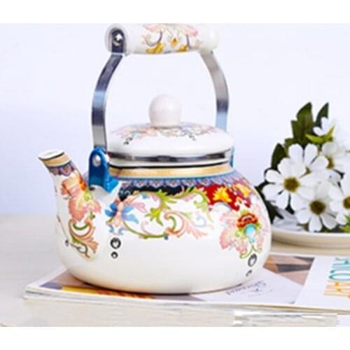 Boiling Water Kettles Vintage Porcelain Enameled Water Kettles Samovar Hot Cookware Bouilloir Kitchen Accessories EH50WK