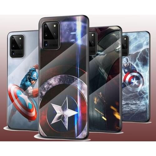 Tempered Glass Cover Art Logo Captain Marvel For Samsung Galaxy S20 FE S10e S10 S9 S8 Ultra Plus Lite Plus 5G Phone Case