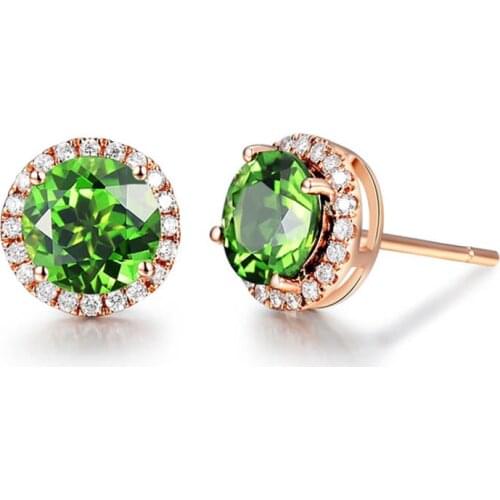 BLACK ANGEL 925 Silver Green Tourmaline Stud Earrings For Women Luxury Emerald Gemstone Wedding Gift Ear Jewelry Dropshipping
