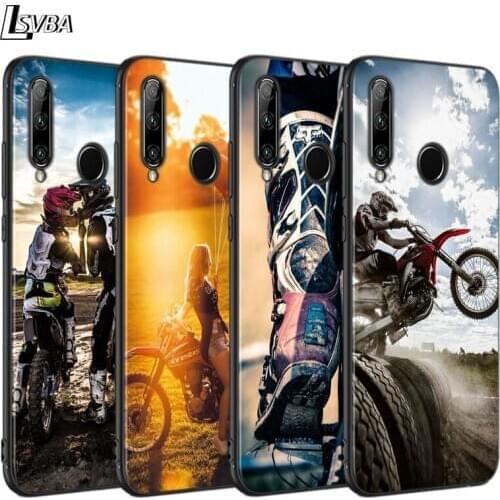 Black Cover Motocross dirt bikes Back Shell For Huawei P Smart Z Plus 2019 P40 P30 P20 Pro P10 P9 P8 Lite Soft Phone Case