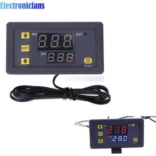 W3230 AC 110V 220V / DC 12V 20A Digital Temperature Controller Red And Blue LED Display Temperature Measurement -55-120 Degree
